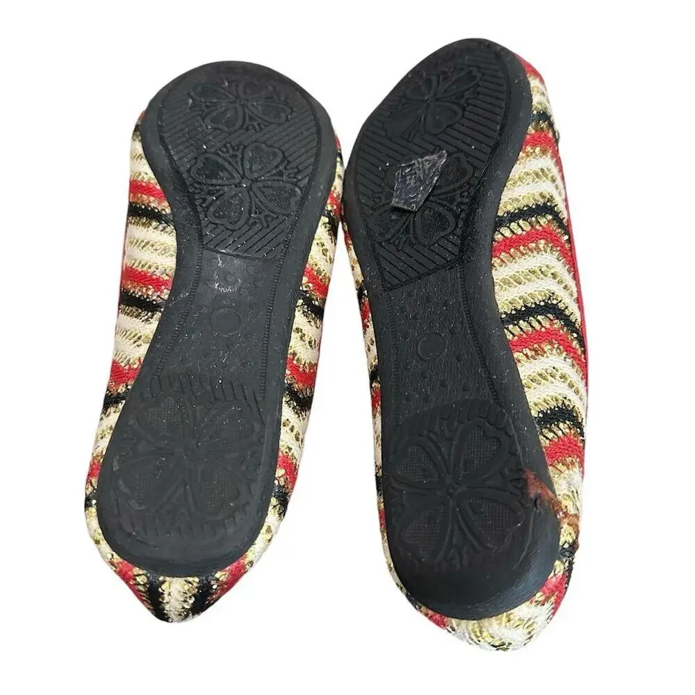 Machi Women's Red Plaid Ballet Flats Size 7 with‎ Bow Accent